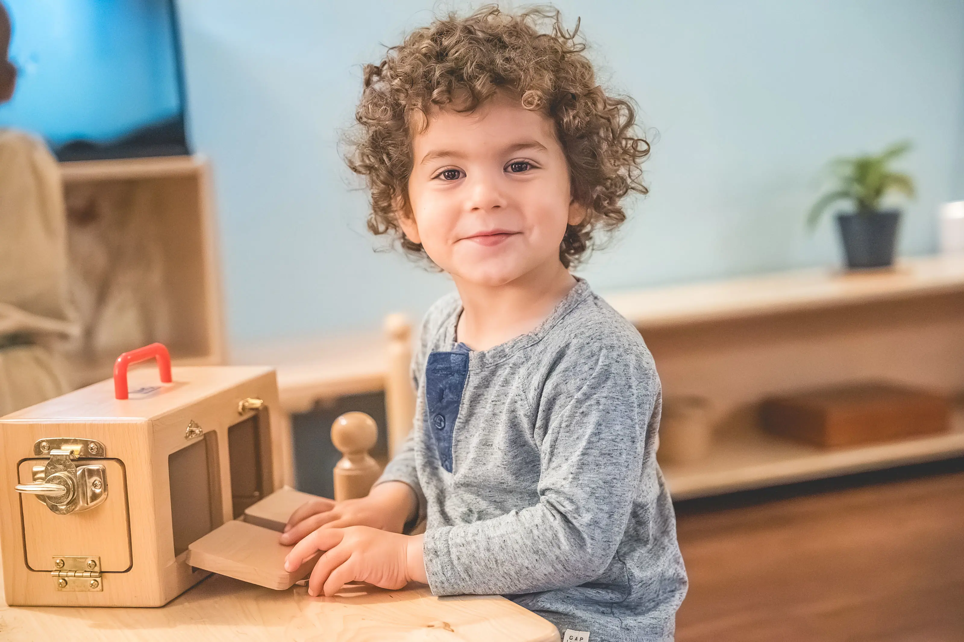 childhood student wooden learning box activity table